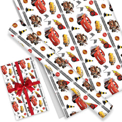 We1Fit vista frontal del papel de regalo McQueen, añade diversión al regalo