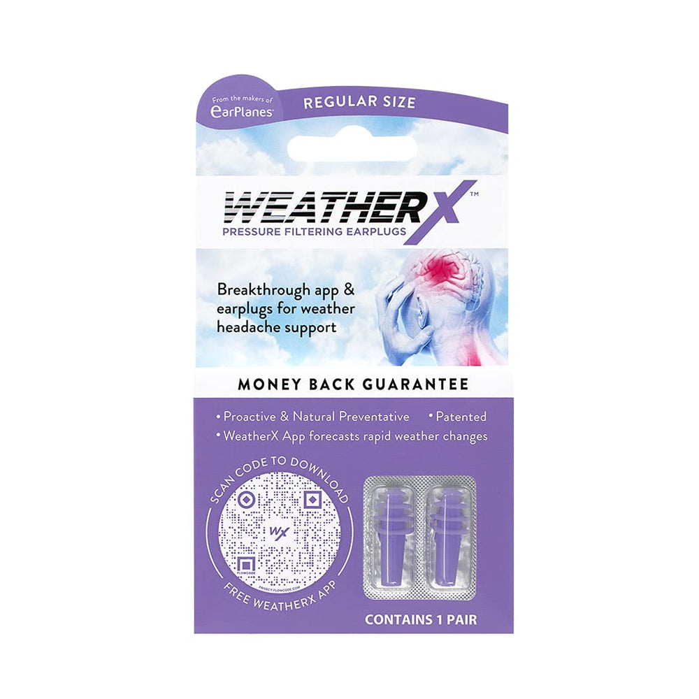 WeatherX pantalla de app con alerta barométrica, prevención proactiva