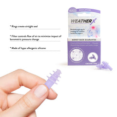 WeatherX detalle del tapón con filtro visible, ajuste cómodo