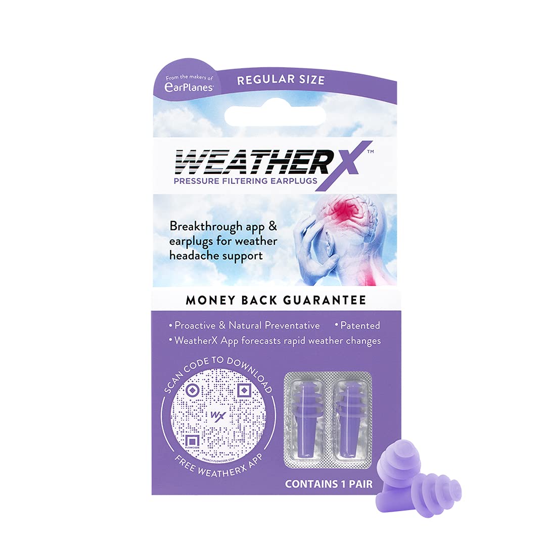 WeatherX tapón colocado en oído, reducción de molestias por presión
