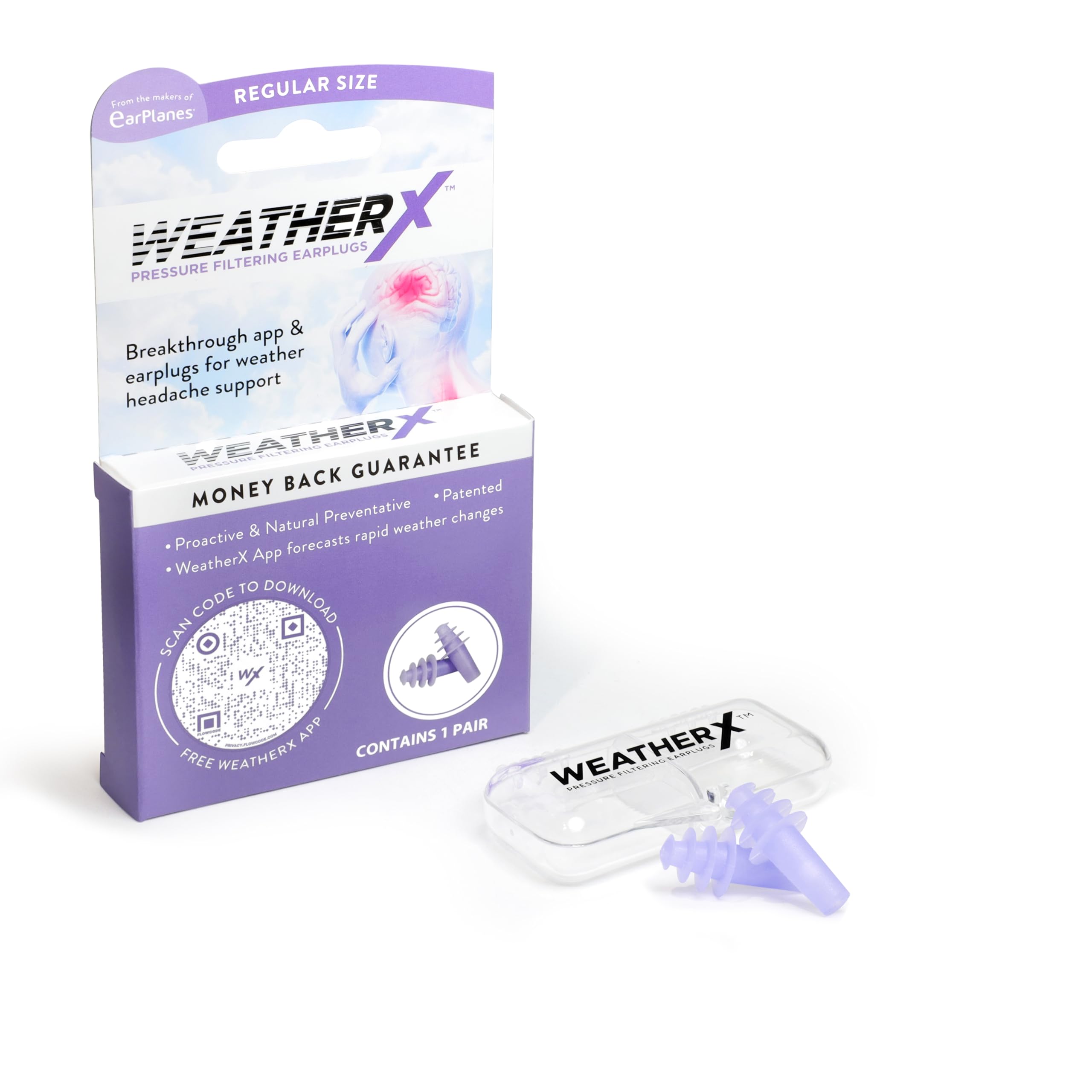 WeatherX empaque frontal mostrando diseño y marca, fácil identificación