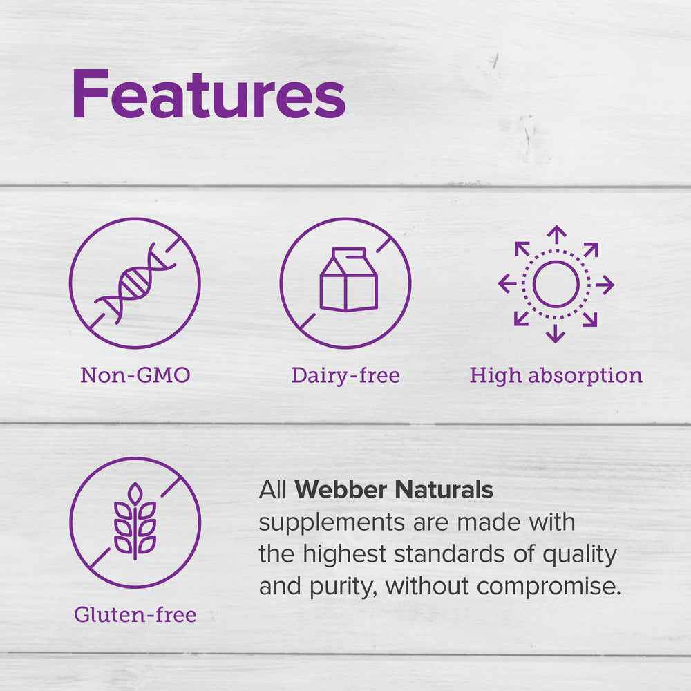 Webber Naturals cápsulas en primer plano mostrando tamaño y acabado