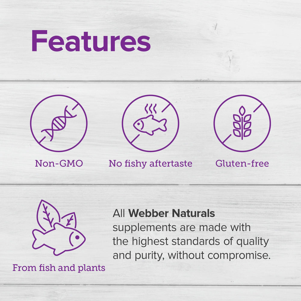 Webber Naturals cápsulas blandas detalle sin regusto y fácil ingestión