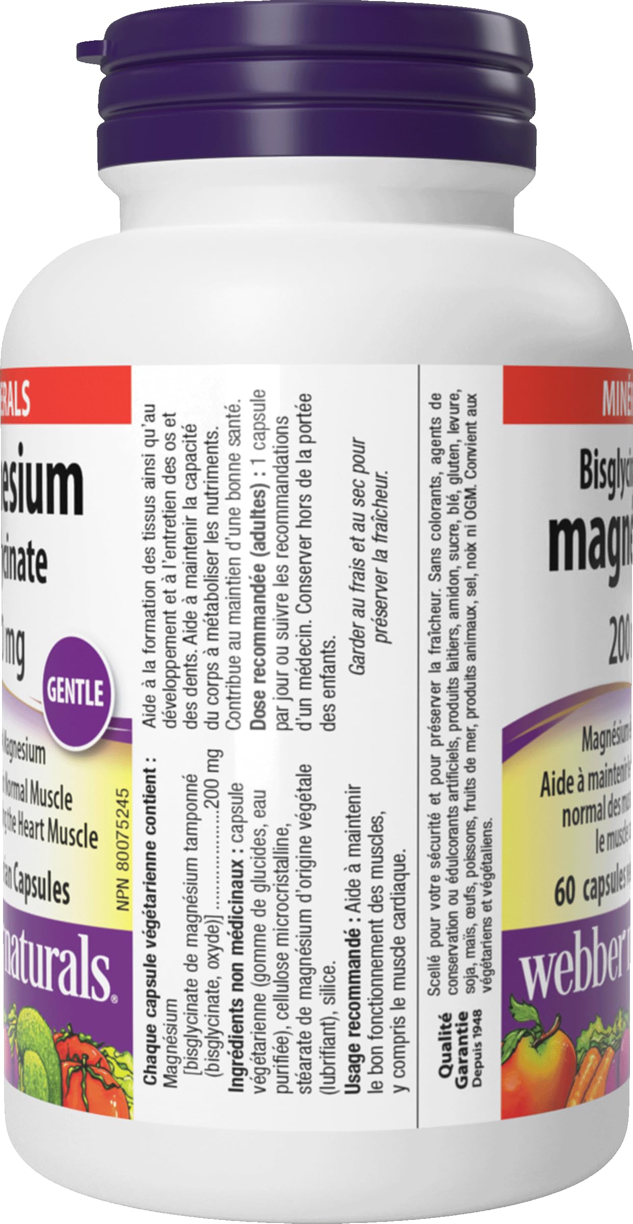 Webber Naturals empaque con instrucciones legibles, beneficio uso correcto