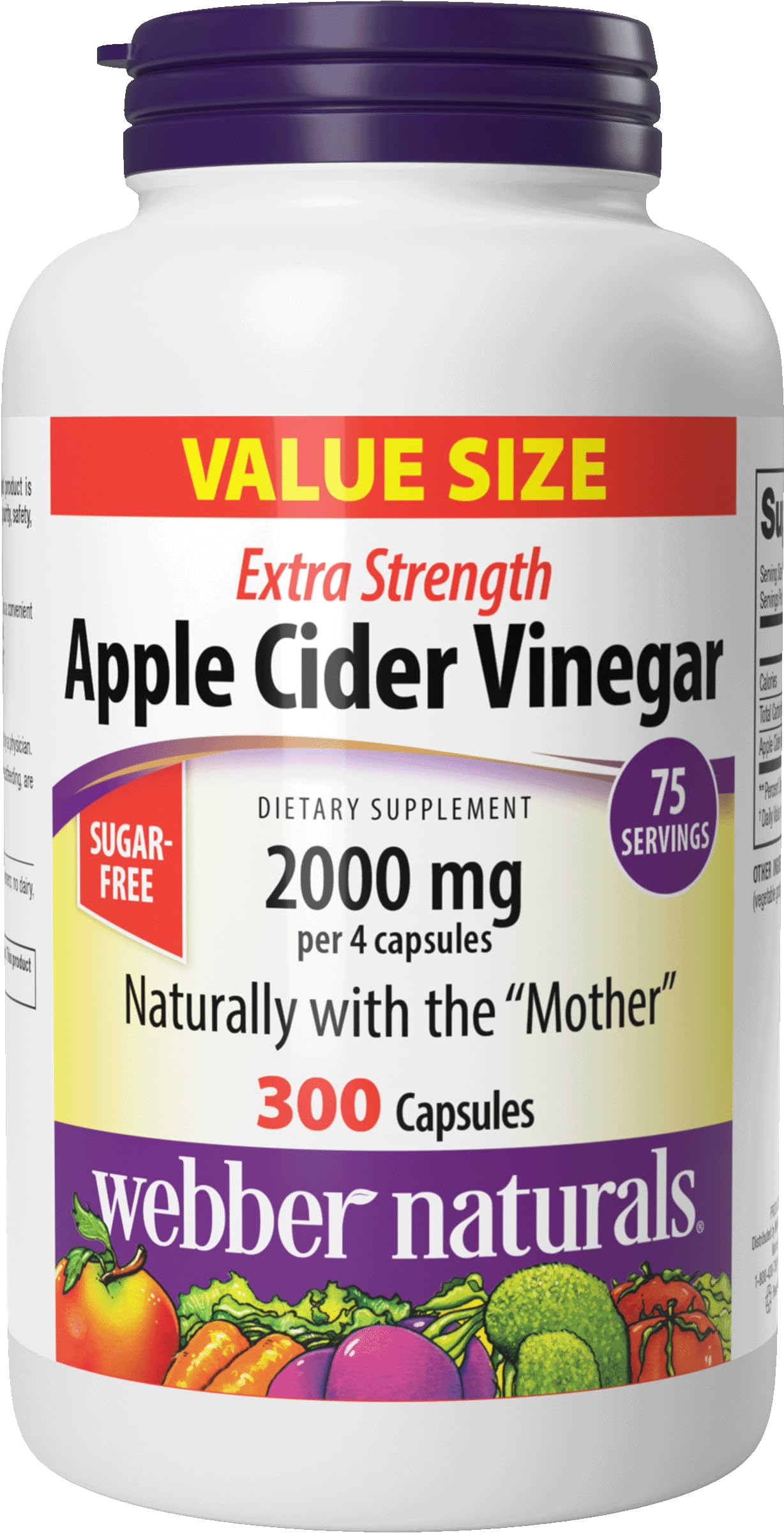 Webber Naturals envase frontal mostrando 300 cápsulas y beneficio de conveniencia