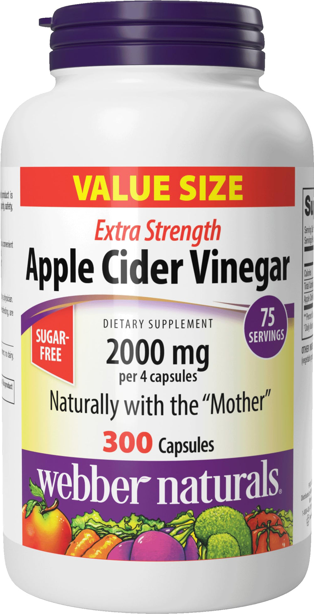 Webber Naturals envase frontal mostrando 300 cápsulas y beneficio de conveniencia