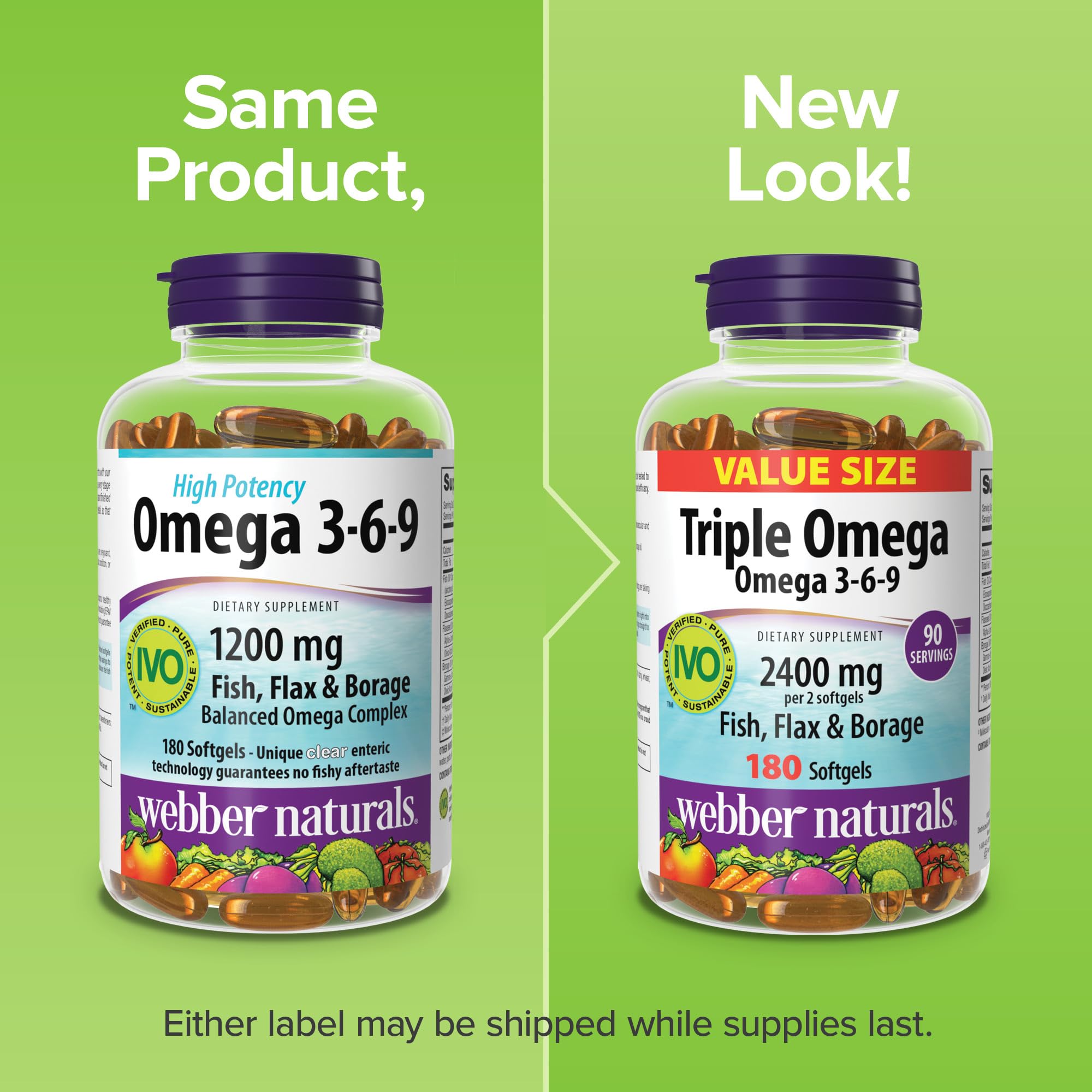 Webber Naturals etiqueta con información de ingredientes y pureza