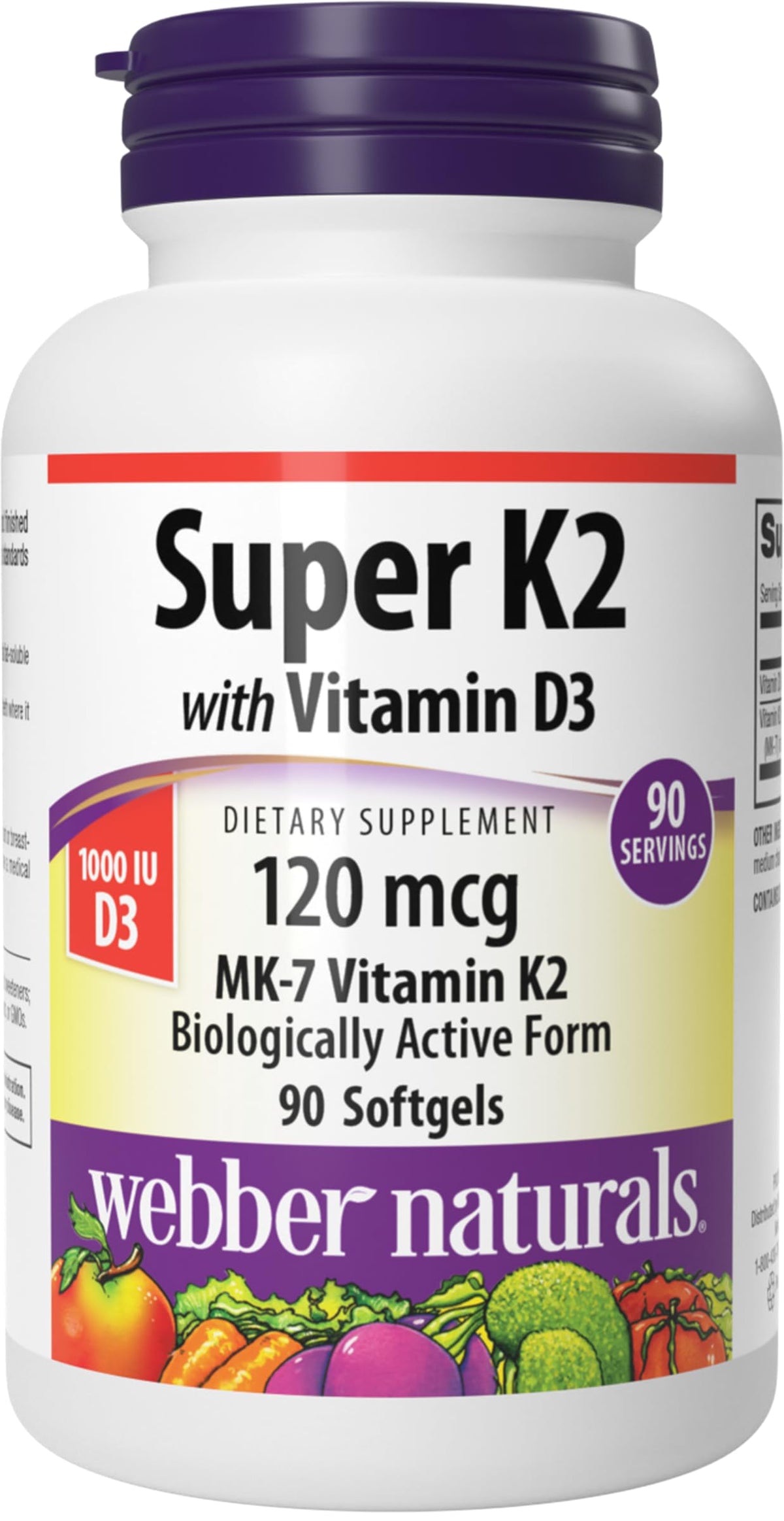 Webber Naturals frasco 90 softgels visible, conveniencia de suministro