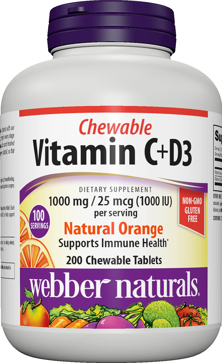 Webber Naturals frasco delantero mostrando etiqueta y beneficio conveniencia