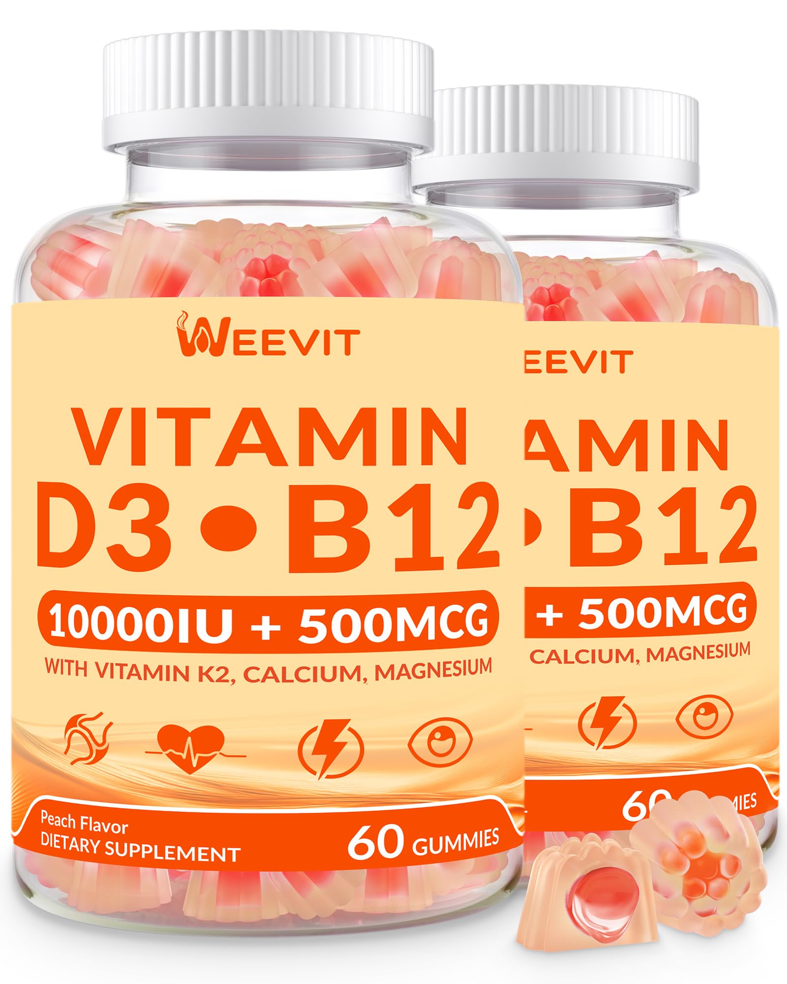 WEEVIT envase frontal mostrando vitaminas D3 y B12 para conveniencia diaria