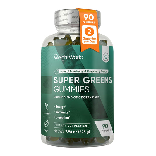 WeightWorld frasco frontal mostrando gominolas veganas y comodidad