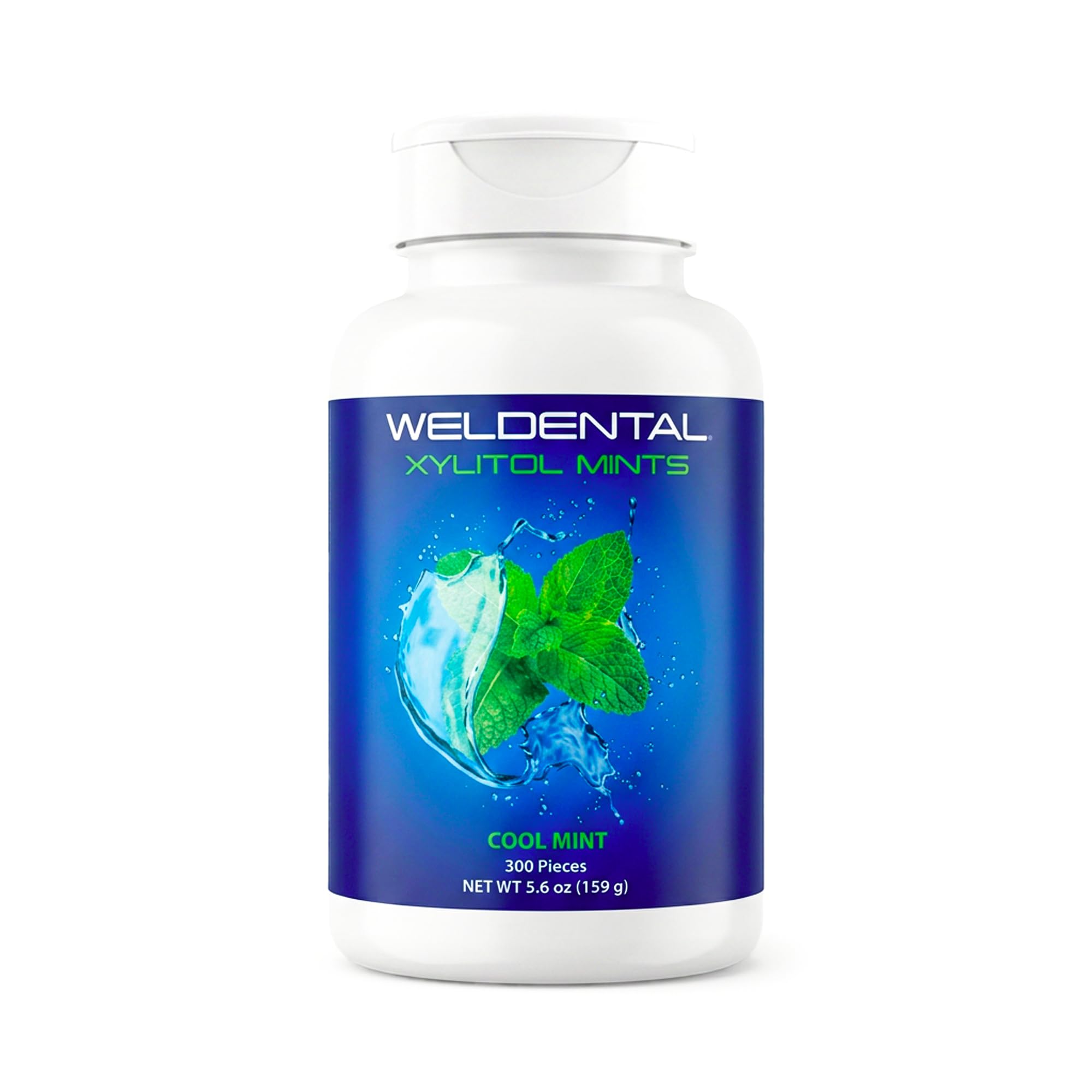 WELdental envase frontal mostrando 300 pastillas y conveniencia