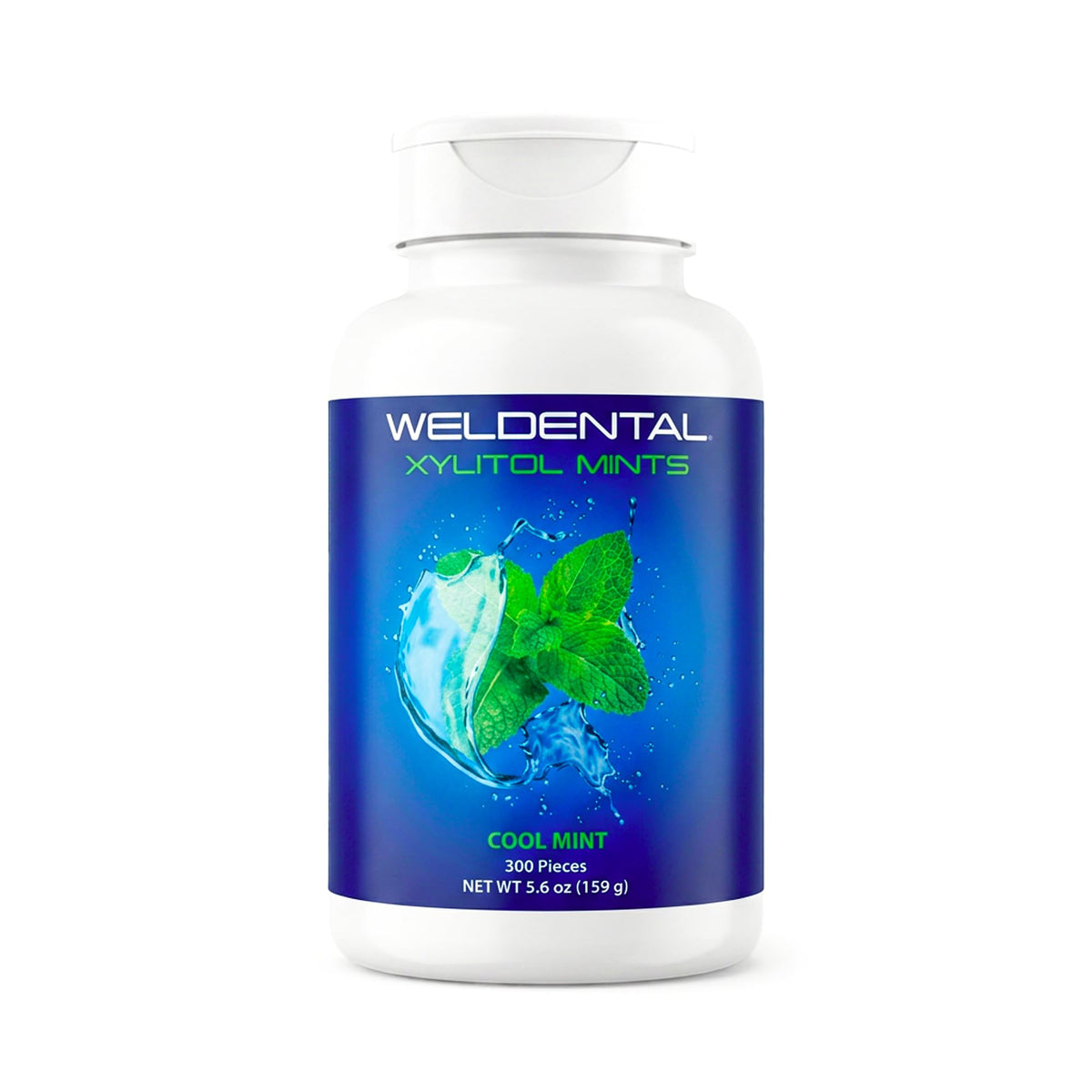 WELdental envase frontal mostrando 300 pastillas y conveniencia