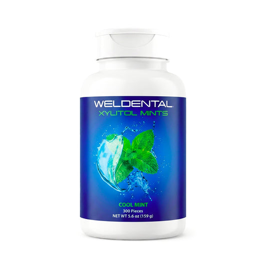 WELdental envase frontal mostrando 300 pastillas y conveniencia