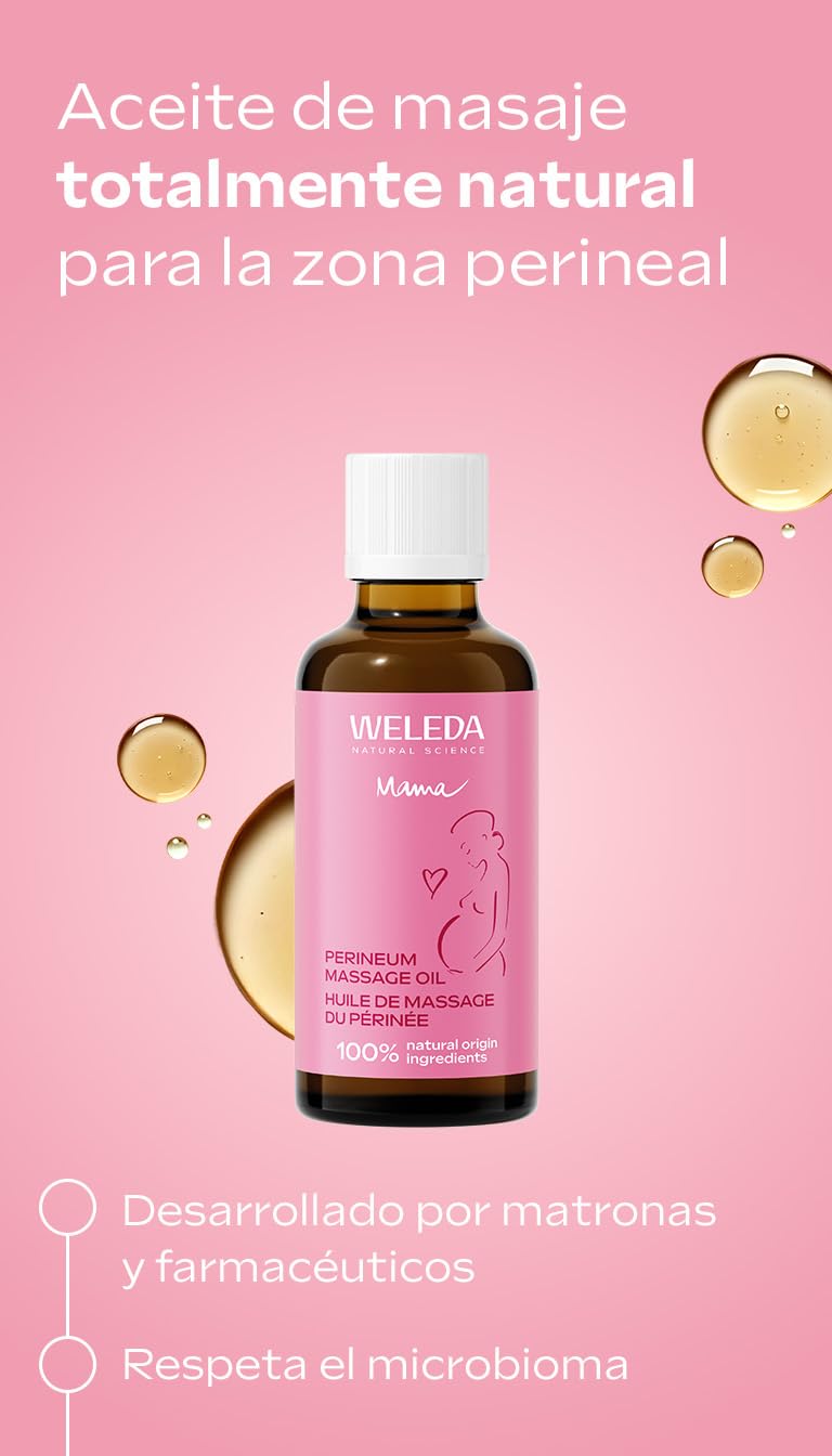 Weleda aceite perineal etiqueta con ingredientes, claridad sobre composición natural