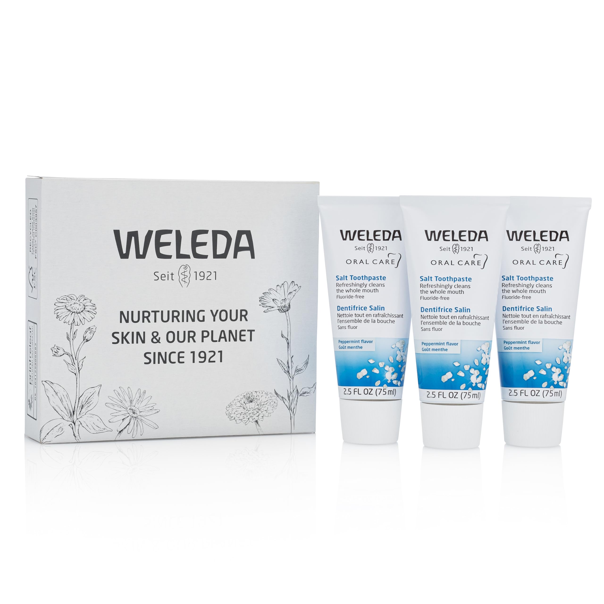 Weleda textura de la pasta dental en primer plano, detalle que muestra textura y beneficios