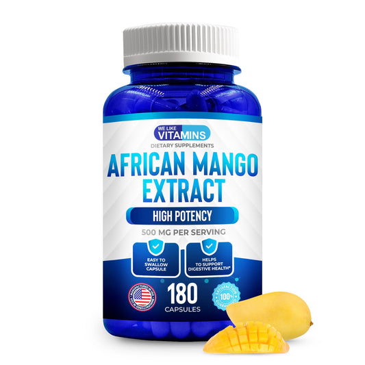We Like Vitamins extracto de mango africano, frasco de 500 mg, posible apoyo al metabolismo de grasa.