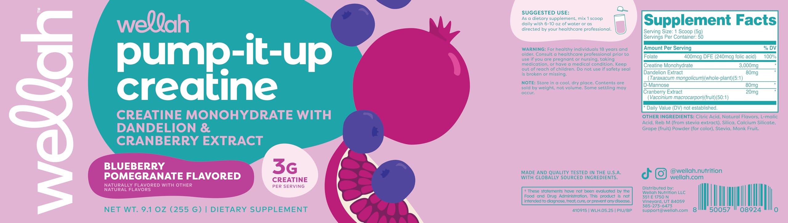 Wellah Creatine for Women Third-party testing lab seal signals quality and purity verification.