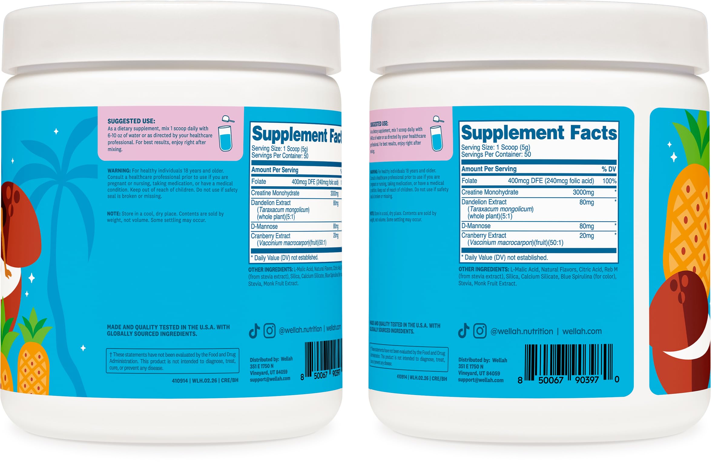 Cucharada con 3 g de Wellah Creatine for Women lista para medir, control de dosis sencillo