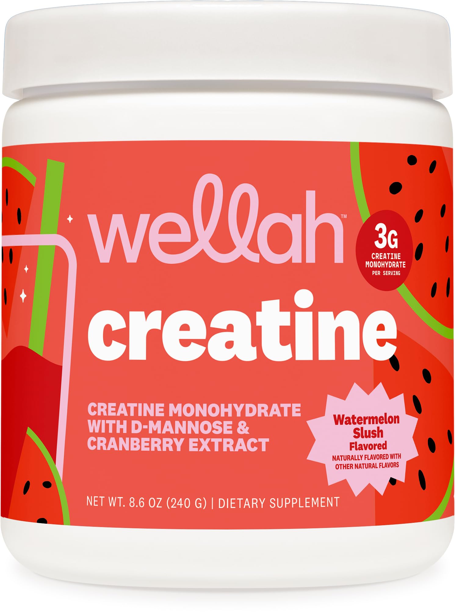 Wellah envase frontal mostrando 50 servicios y sabor Watermelon Slush para conveniencia