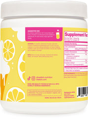 Close-up del polvo Frozen Lemonade Wellah mostrando textura soluble