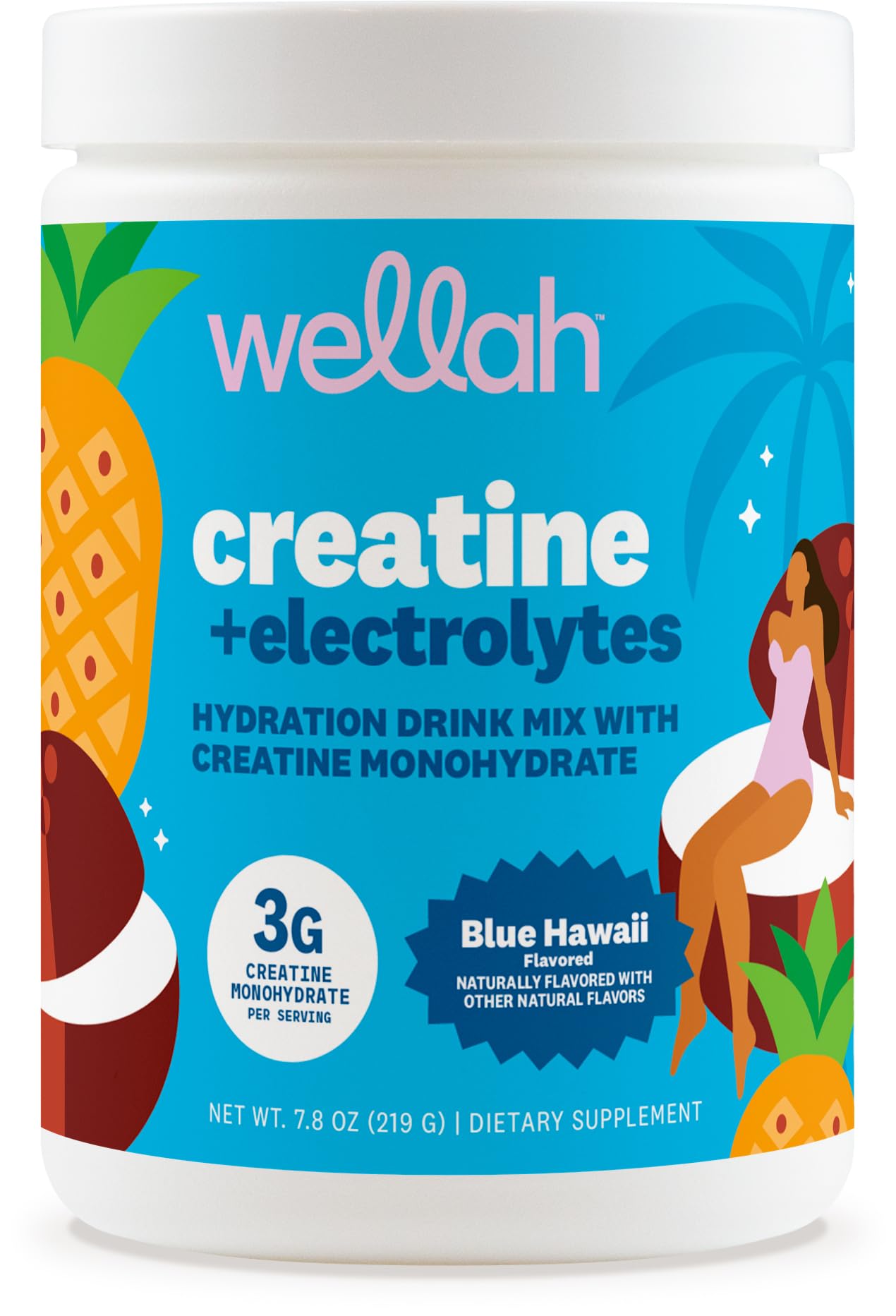 Wellah vista frontal del envase con sabor Blue Hawaii, práctico y reconocible