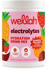 Wellah frente del envase mostrando 50 servicios y sabor fresa piña colada, conveniencia