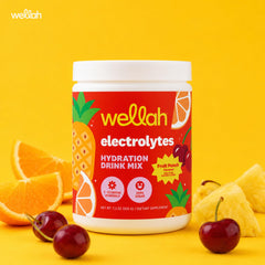 Wellah bebida disuelta en vaso, hidratación rápida y refrescante