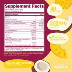 Wellah Get-Going scoop beside shaker for a quick pre-workout energy boost.