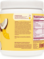 Wellah Get-Going served glass shows pina colada color for refreshing training.