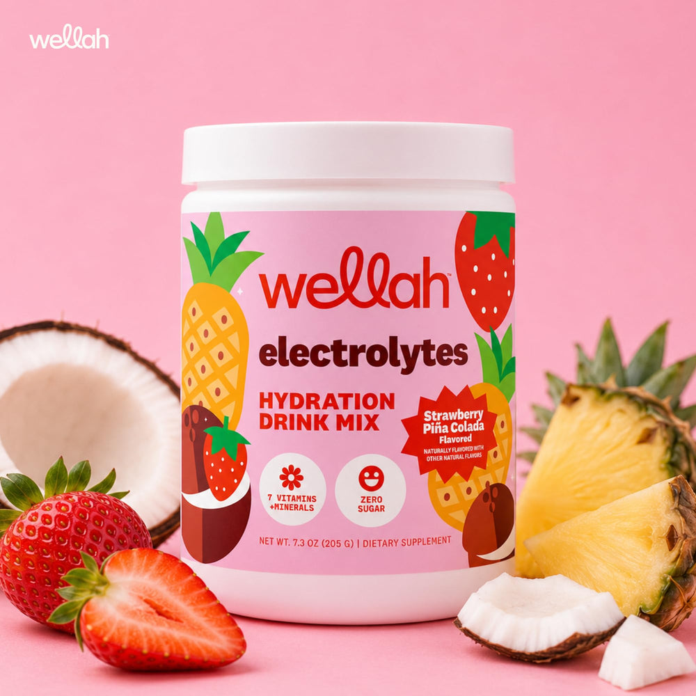 Wellah vaso preparado con hielo y color rosado, hidratación refrescante al instante