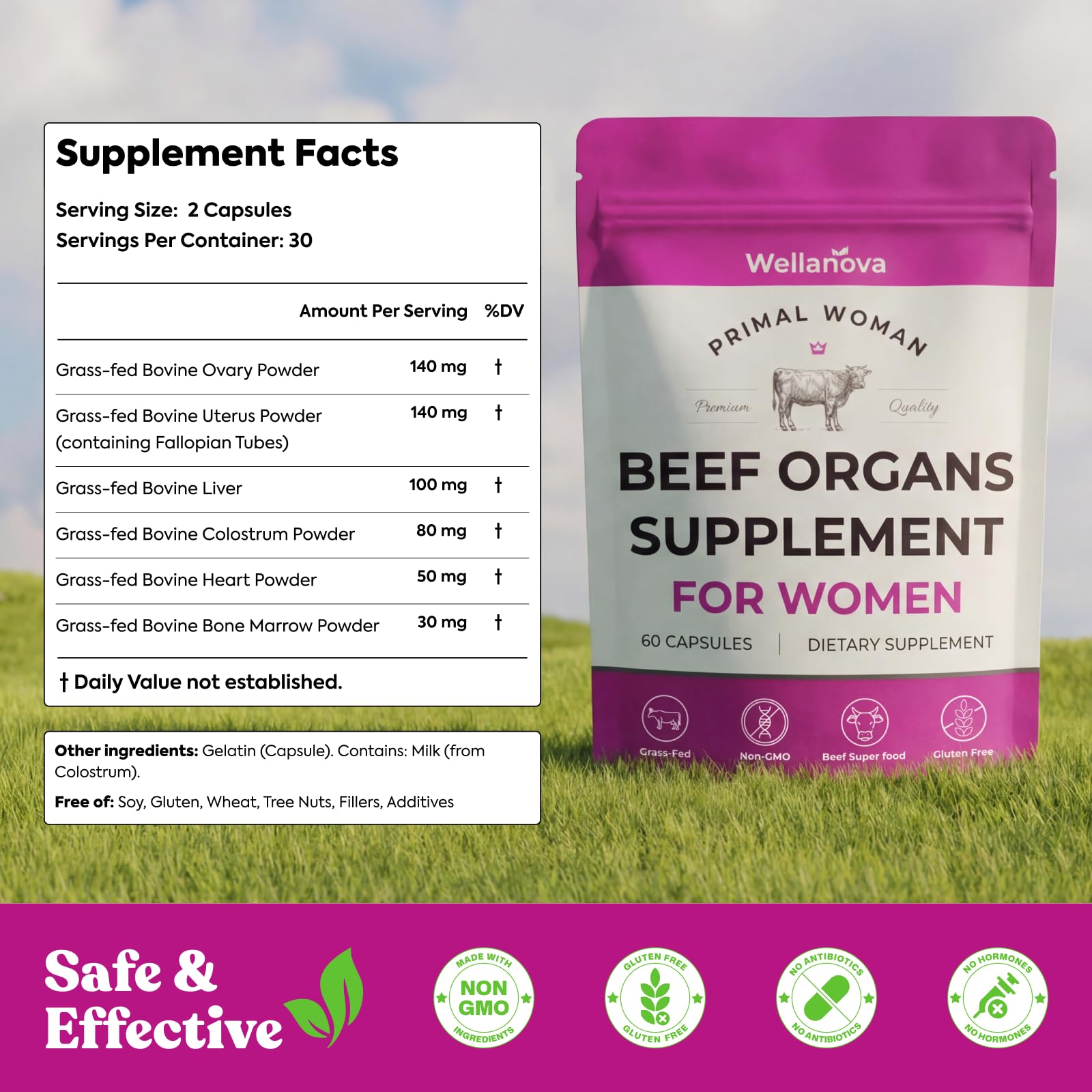 Wellanova etiqueta trasera con lista de ingredientes y trazabilidad clara