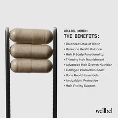 WELLBEL uso en rutina de belleza junto a productos para piel y cabello