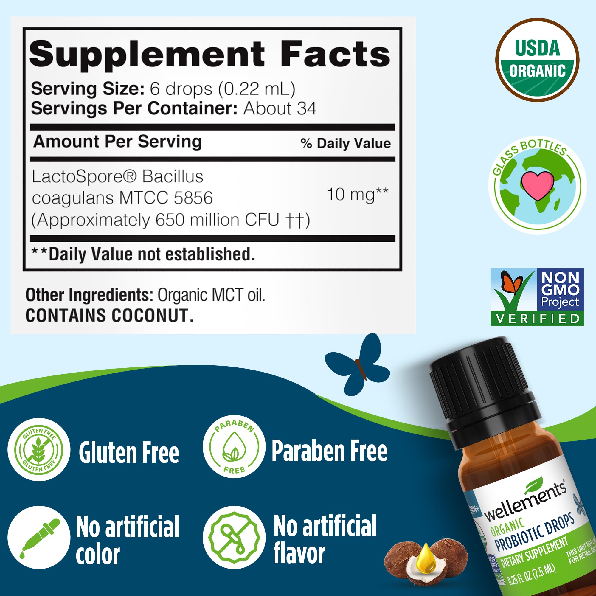 Wellements primer plano del aceite MCT orgánico como base neutra