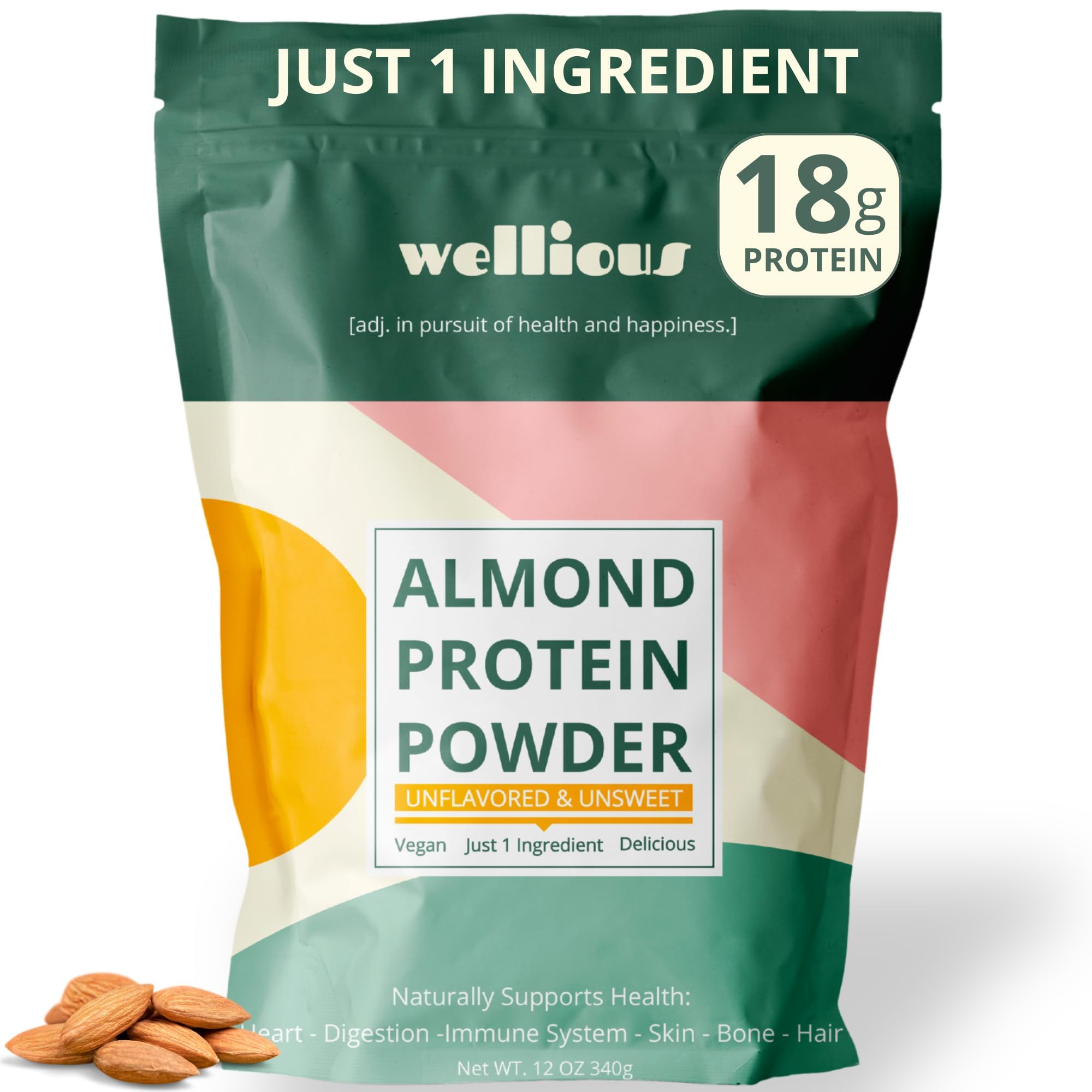 wellious envase frontal mostrando diseño y beneficio de proteína limpia