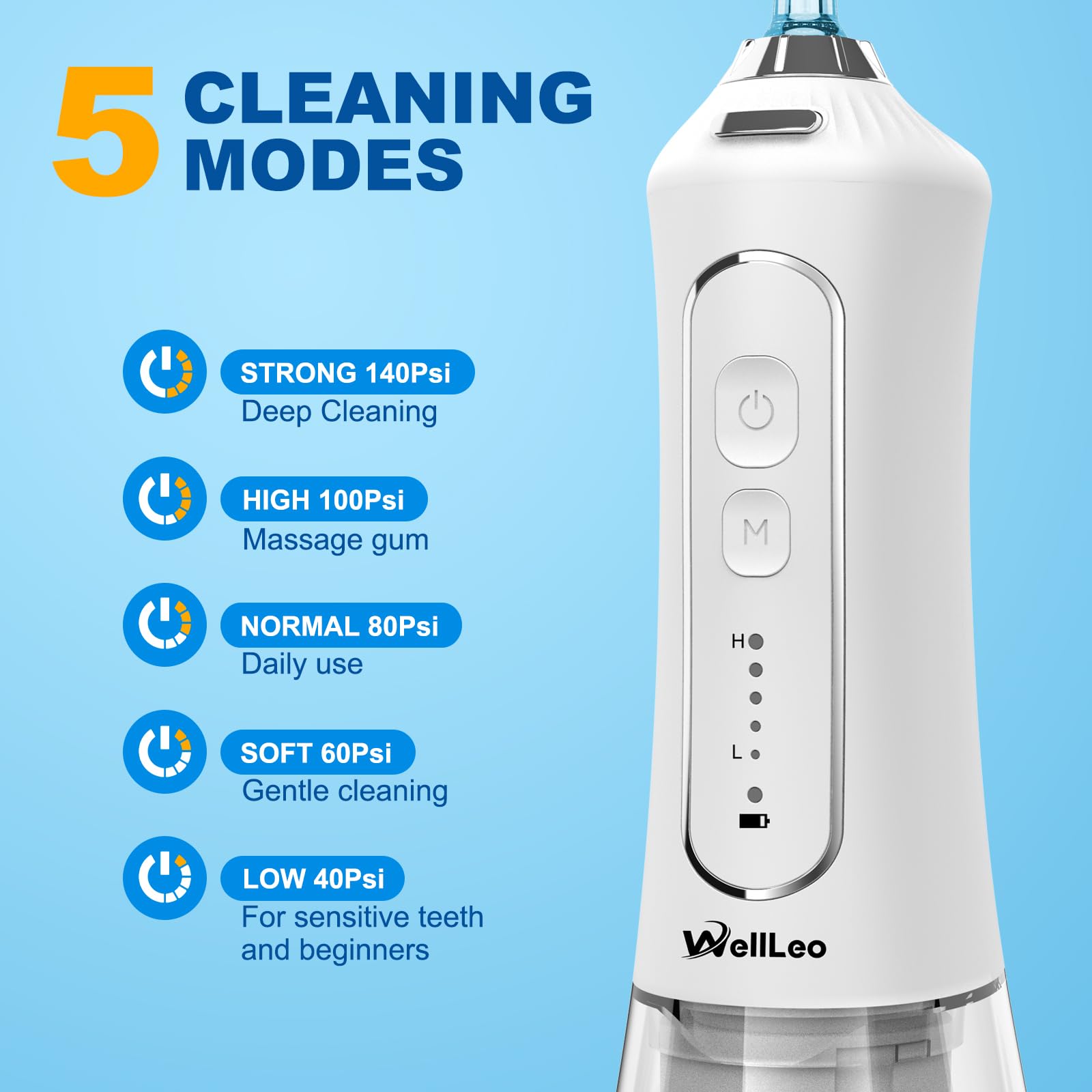 WellLeo boquilla intercambiable en primer plano para limpieza precisa interdental