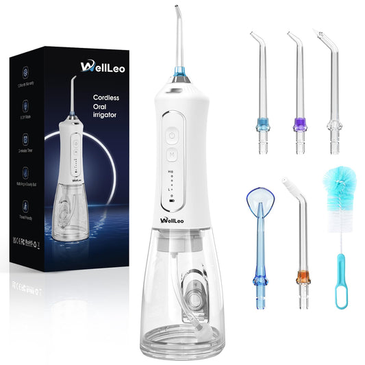 WellLeo vista frontal del irrigador mostrando diseño ergonómico y ahorro de espacio