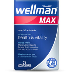 Wellman Max muestra frontal del paquete que facilita completar nutrientes esenciales