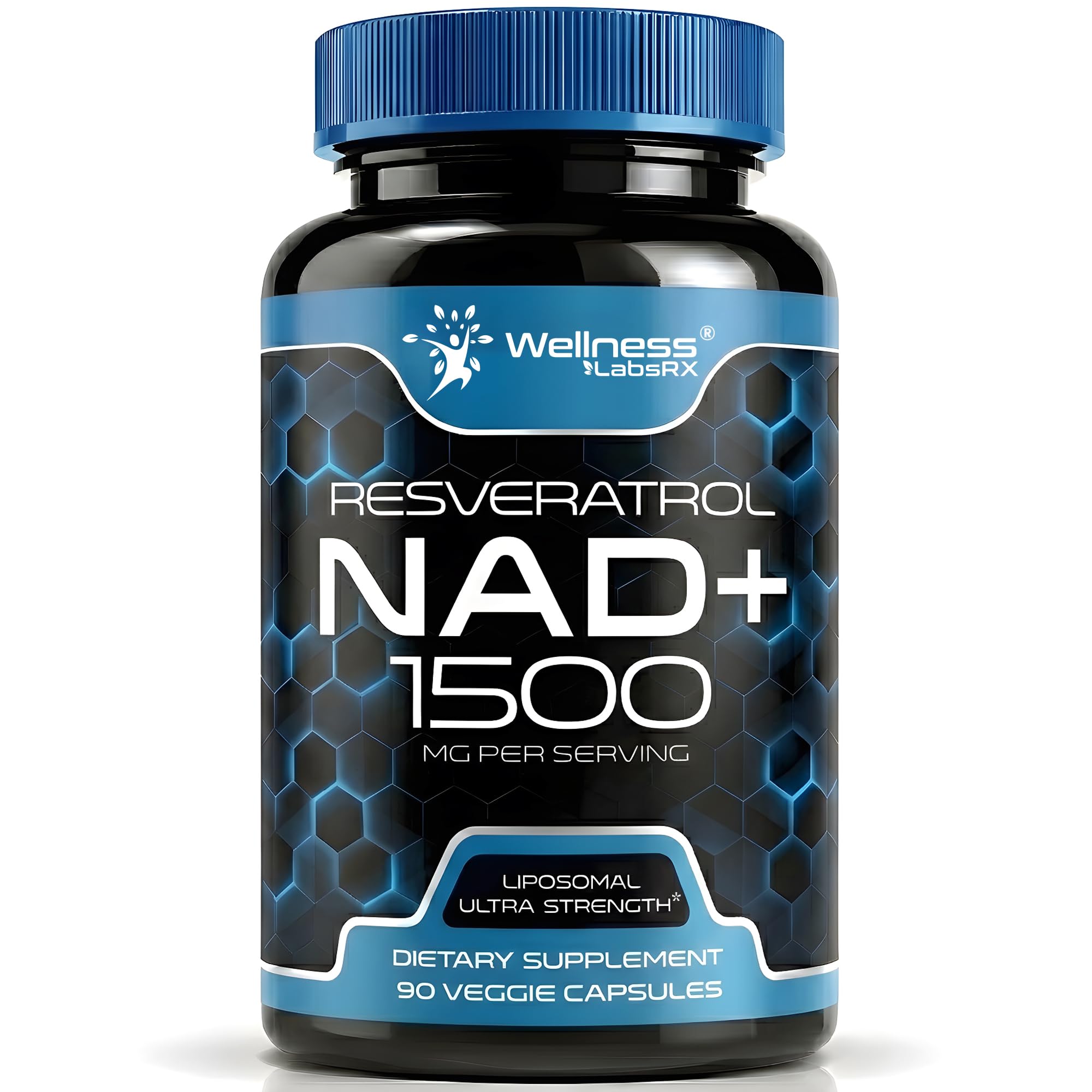 Wellness LABSRX frasco frontal mostrando la marca y beneficio energético