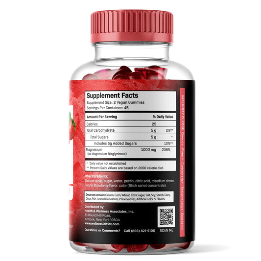 WELLNESS LABSRX textura de gomita a primer plano, fácil masticación