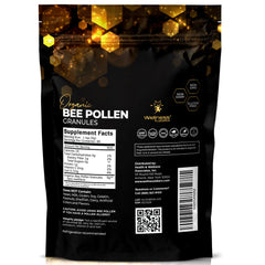 WELLNESS LABSRX textura de gránulos de polen crudo resaltando pureza y frescura