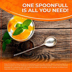 WELLNESS LABSRX gel vertido sobre yogur en desayuno, añade textura y nutrientes