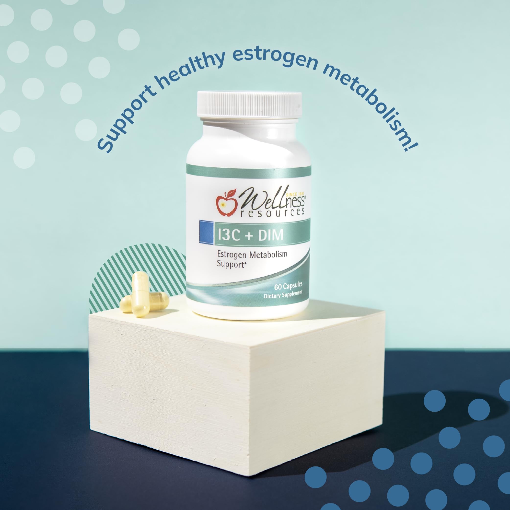 Wellness Resources botella abierta con cápsulas desprendidas para visual de contenido