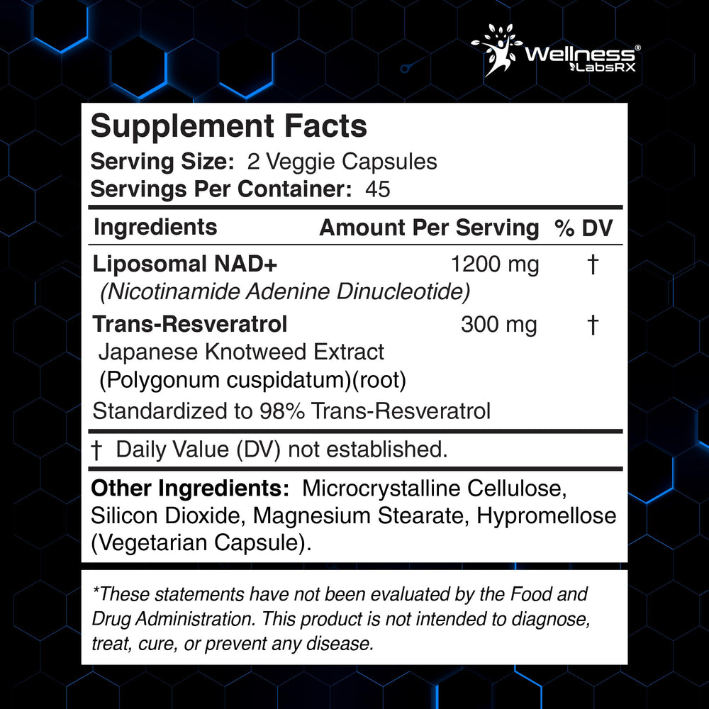 wellnesslabsrx vista general de 180 cápsulas para duración extendida