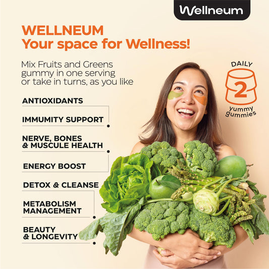 Wellneum primer plano de gomitas mostrando textura masticable y atractivo