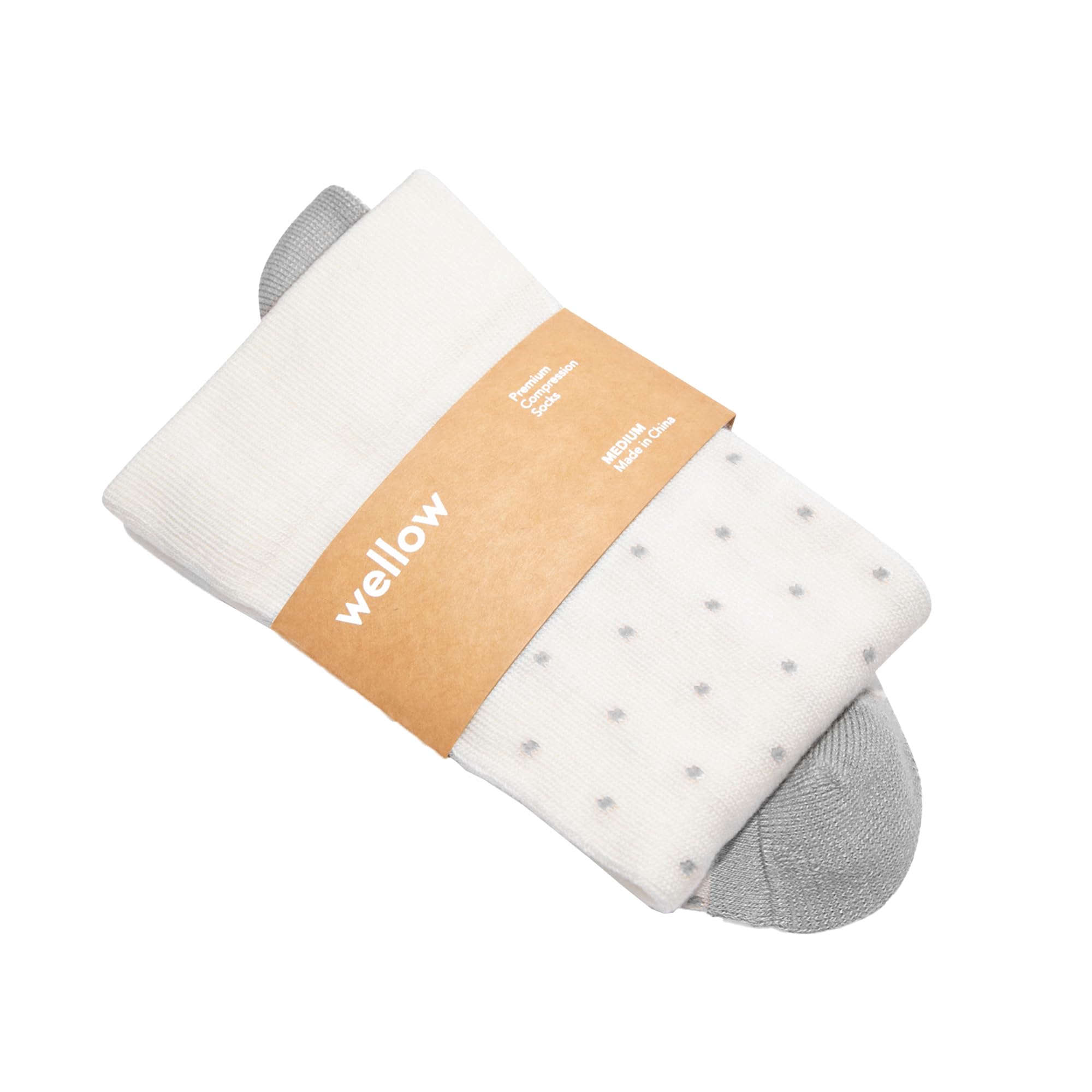 Wellow calcetines empacado frontal mostrando diseño y beneficios