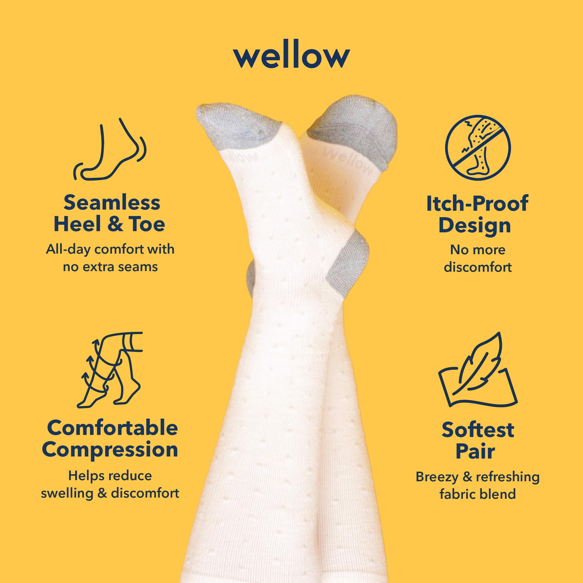 Wellow calcetines en uso por enfermera, confort durante turnos largos