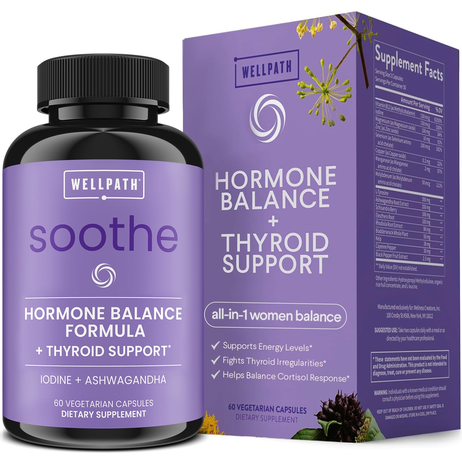 WellPath frasco frontal mostrando empaque y beneficio de equilibrio hormonal