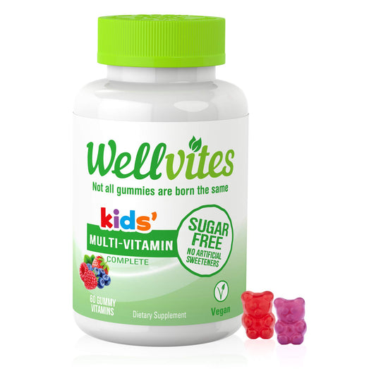 Wellvites envase frontal mostrando 60 gomitas, beneficios claros