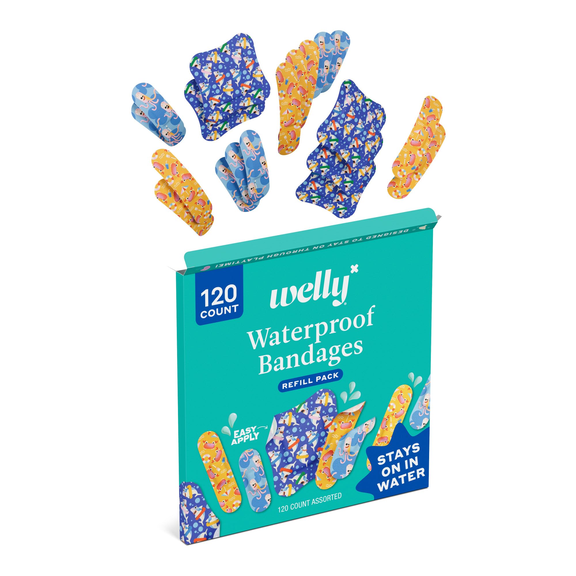Welly apósito aplicado en mano de niño para protección durante juego